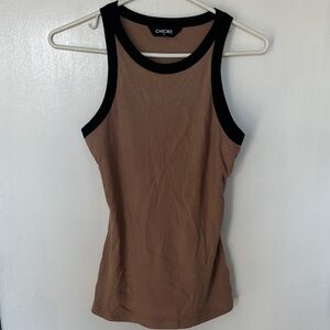 Chic Brown and Black Contrast Tank Top